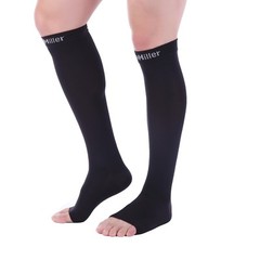 Doc Miller Open Toe Compression Socks 15-20 mmHg Recovery Varicose Veins BLACK
