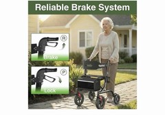 Rollisroll All Terrain Walker for Seniors with Seat, Foldable Aluminum Frame 10”