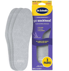 Dr Scholl’S Go Sockless! Cushioning Insoles for Women Men Unisex, 3 Pairs, Trim