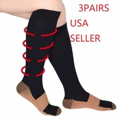 3 Pack Bamboo Compression Socks (20-30 mmHg) Moisture Wicking Support Stocking