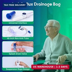 Urinary Drainage Bag 2000ml Urine Catheters Bags with Anti-Reflux Chamber | 3 Pa