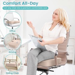 Large Ergonomic Gel Cushion for Office, Gaming, and Car – Pain Relief Khaki