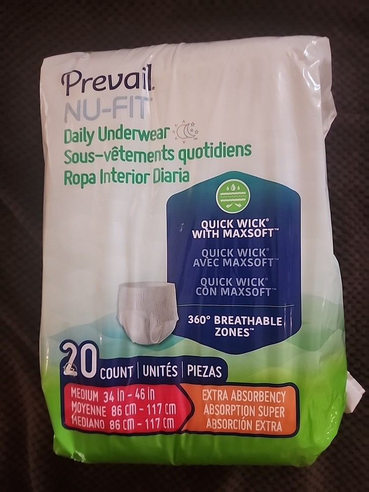 Prevail Per-Fit Adult Unisex Daily Underwear/Diapers – Medium – 1 Pack Of 20