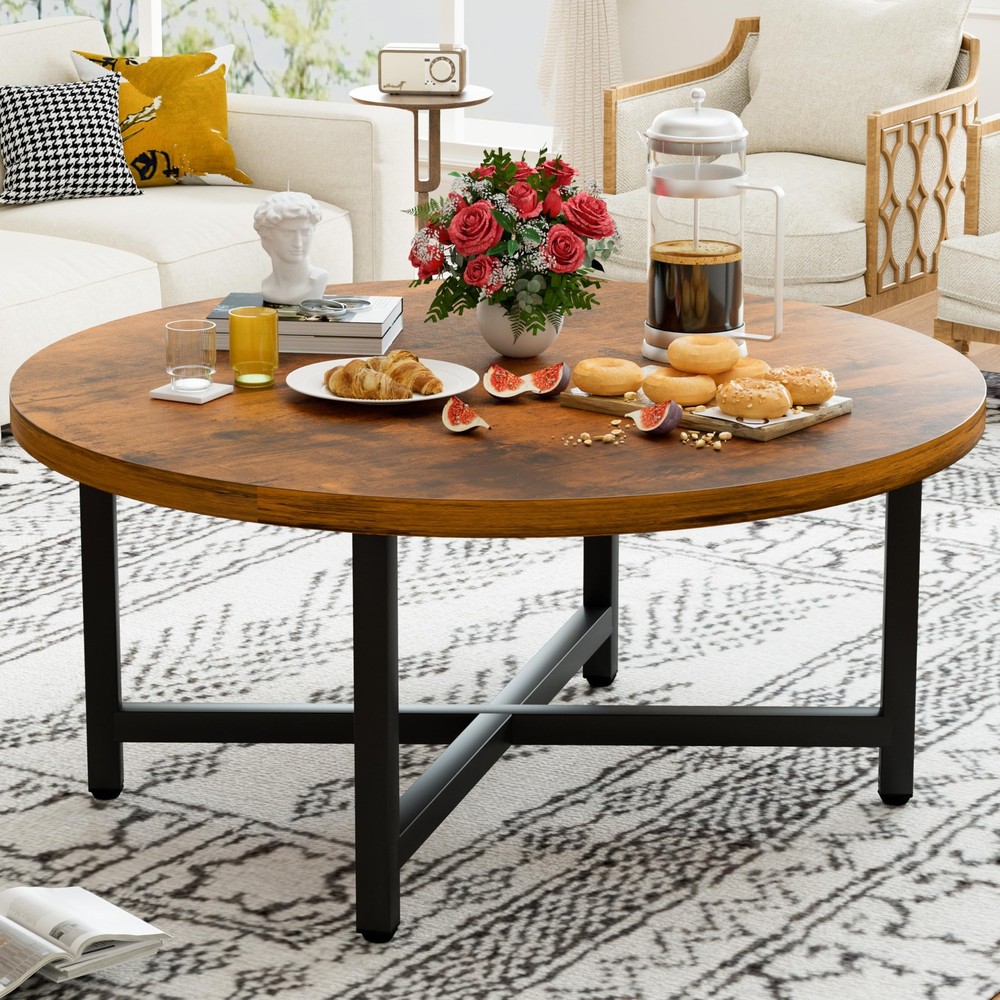 Furmorene Coffee Table 31.5 Large Coffee Tables Brown Round Coffee Tables For