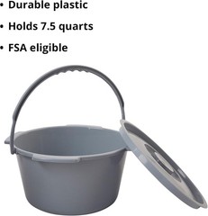 McKesson Commode Replacement Bucket with Handle and Lid, Gray, 1 ct | 7.5 qt