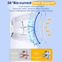 Medical-Grade Lumbar Support Belt for Back Pain Relief with Steel Plates、M-XXL