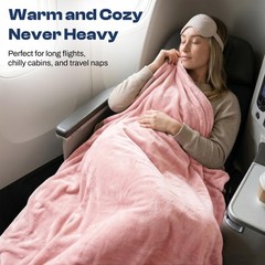 EverSnug Travel Blanket and Pillow – Adult size (65″ x 40″), Light Pink