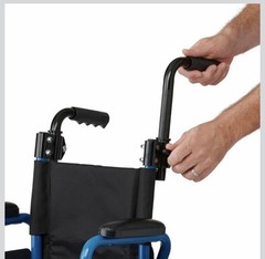 Medline Manual Wheelchair Foldable Blue Adjustable Footrests Padded Armrest