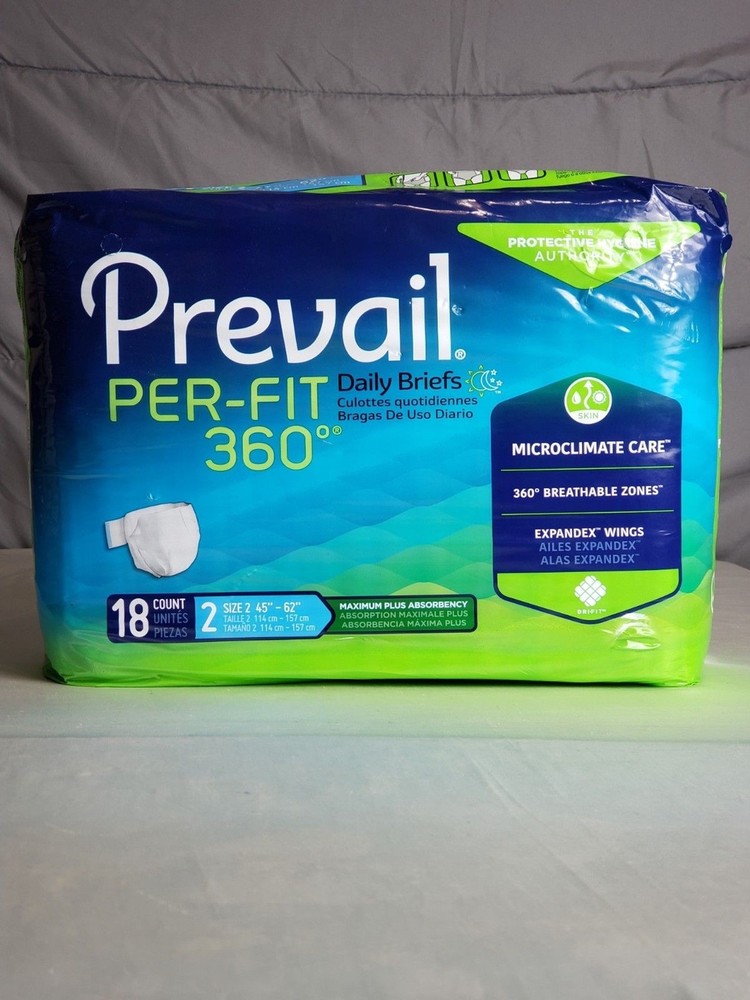 Prevail Per-Fit 360 Daily Briefs Climate Care Maximum Plus 18 Ct Size 2 45-62″..