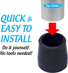 Steel-Reinforced Walker, Commode, and Bath Bench Replacement Rubber Tips, Black,