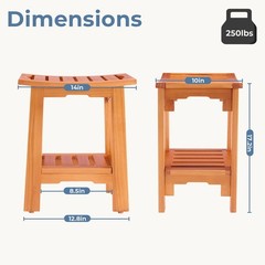 Gianna 14″ Teak Shower Bench, Bathroom Spa Stool