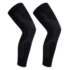 2 PCS Full Leg Compression Sleeves Long Knee Brace Support Sports 2XL Black