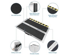 Portable Wheelchair Ramp 2FT, Non-Slip Aluminum Folding Handicap Ramp, 800lb cap