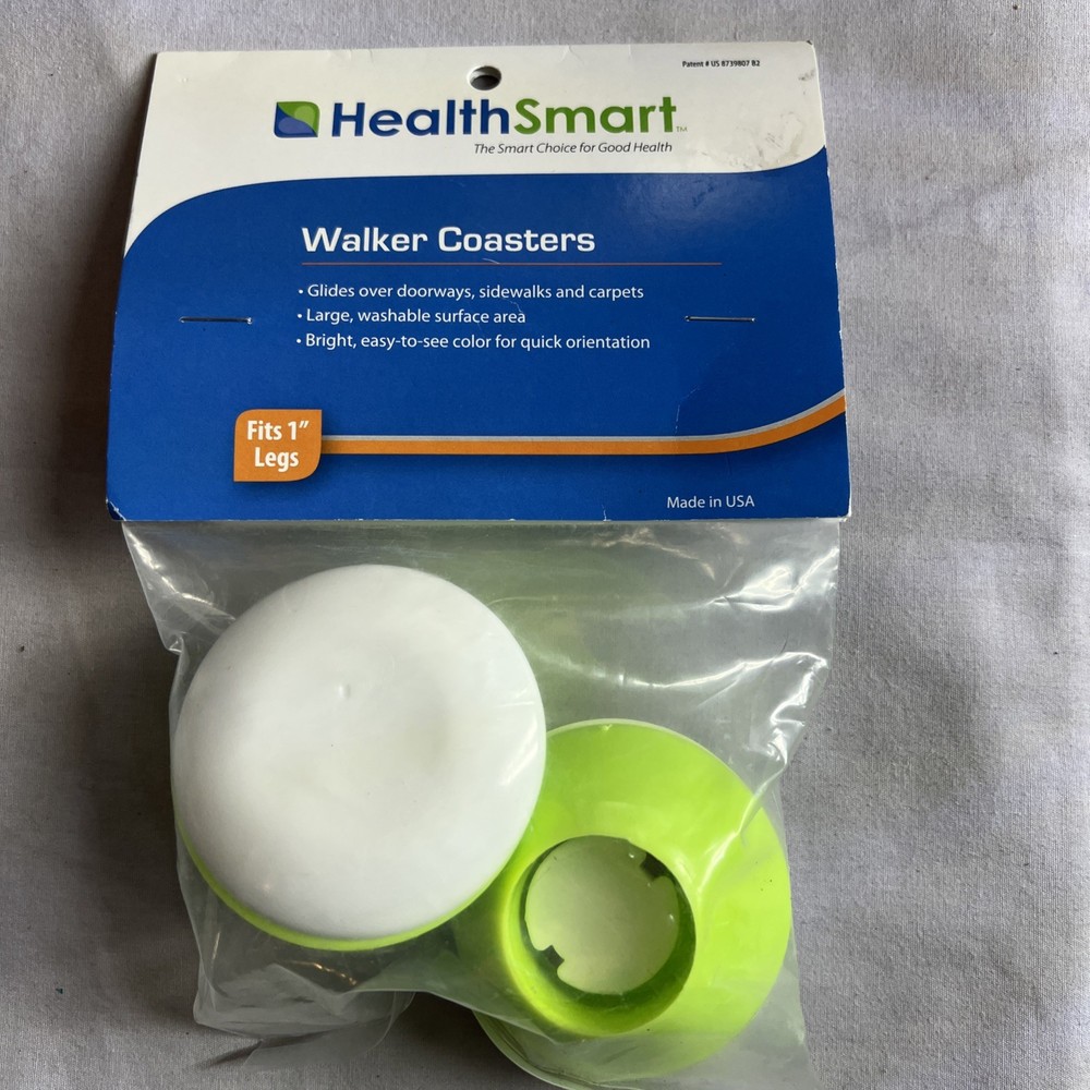 HealthSmart Walker Coasters/Glides/Caps set of 2 fits 1″ legs New in Package