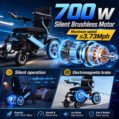 Foldable Electric Wheelchair 30+ Miles 330lb Reclining Power Wheelchair 700W