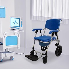 Commode Wheelchair Multifunctional Shower Commode Wheelchair With Armrests Blue