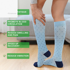 [2 Pairs] Plus Size Compression Socks Wide Calf Bamboo 15-20 mmHg Knee High
