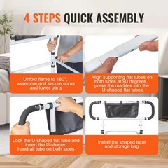 Bed Assist Rail 180° Foldable 450 lb Capacity 4-Level Handle