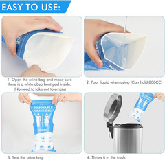 DIBBATU Disposable Urine Bag, 12/24 PCS Pee Bags for Travel for Women/Men, 800ML