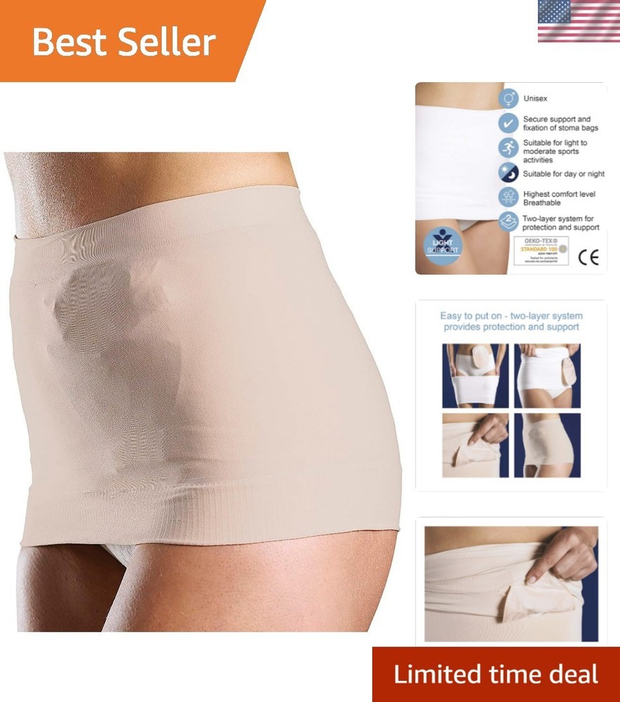 StomaSafe Plus Ostomy/Hernia Support Garment Light by Beige, S/M 33.5″ – 44″ …
