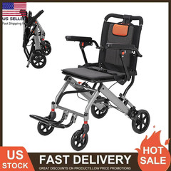 Lightweight Elderly Transport Wheelchair Portable Folding Transport Chair 220LBS
