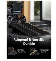 FACHNUO 3 ft Threshold Ramp Bi-Fold Anti-Slip Reflective 800 lb Black