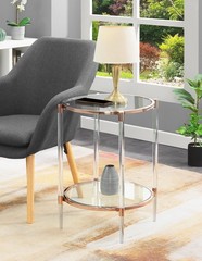 Convenience Concepts Royal Crest 2 Tier Acrylic Glass End Table Rose Gold/Glass