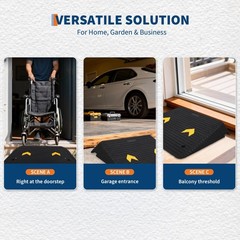 Peacefulhues Rubber Threshold Ramp 4 Rise 33069Lbs Capacity Portable Wheelchair