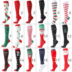 Unisex Christmas Compression Pair Socks 15-20mmHg Graduated Support Stockings