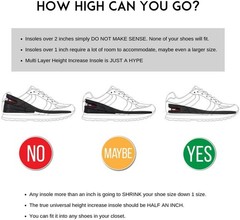 Height Increase Insole – Elevator Shoe Conversion – 1 Inches Taller (Black)