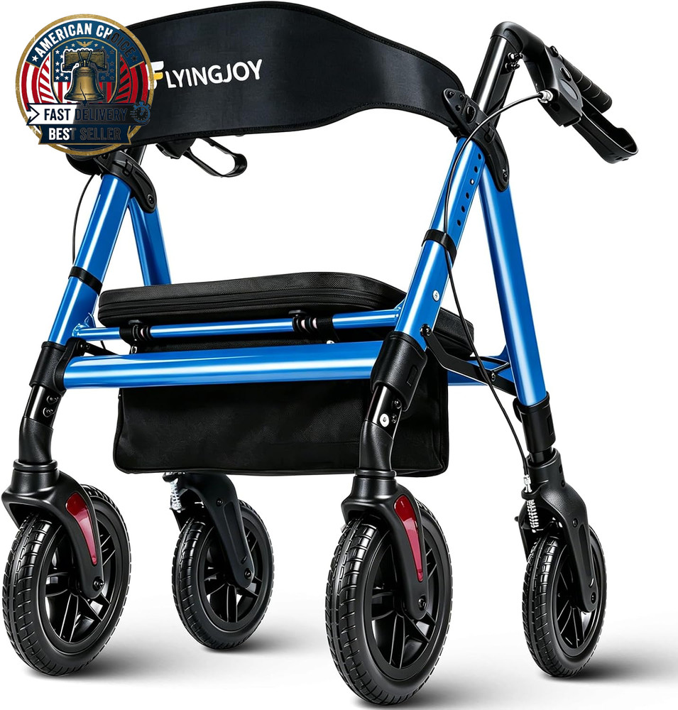 Walkers for Seniors with Seat,450Lbs Rolling Walker, 22″ Extra-Wide Heavy-Duty F