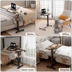 6 In 1 Overbed Table, 32“ Long Hospital Bed Table, Bedside Table (Walnut)