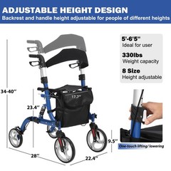 All Terrain Walkers Rollator Walker Upright Walker with Seat Foldable for Senior