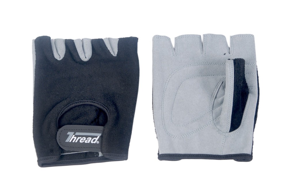 WHEELCHAIR GLOVES, ARTIFICIAL LEATHER PALM+BLACK FABRIC BACK THREAD(R) BRAND