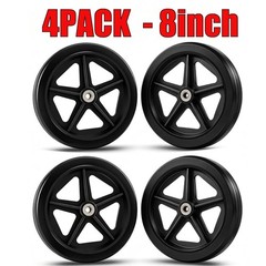 4PACK Wheel Replacement For Wheelchairs, 8 inch by 1.38 in Black 5/16″ Bearing