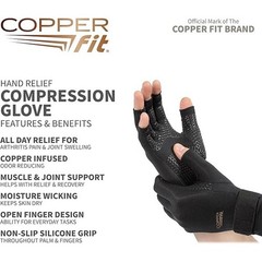 Copper Fit Unisex Hand Relief Compression Gloves Small/Medium Lot of 2 Pairs