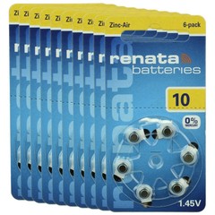 Renata Size 10 Hearing Aid Batteries – 60 Pack [BAT-10-60BX]