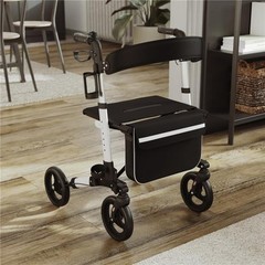 Flash Furniture DC-HY8516L-WHTBLK-GG Hercules Folding Rollator Walker with Ad…