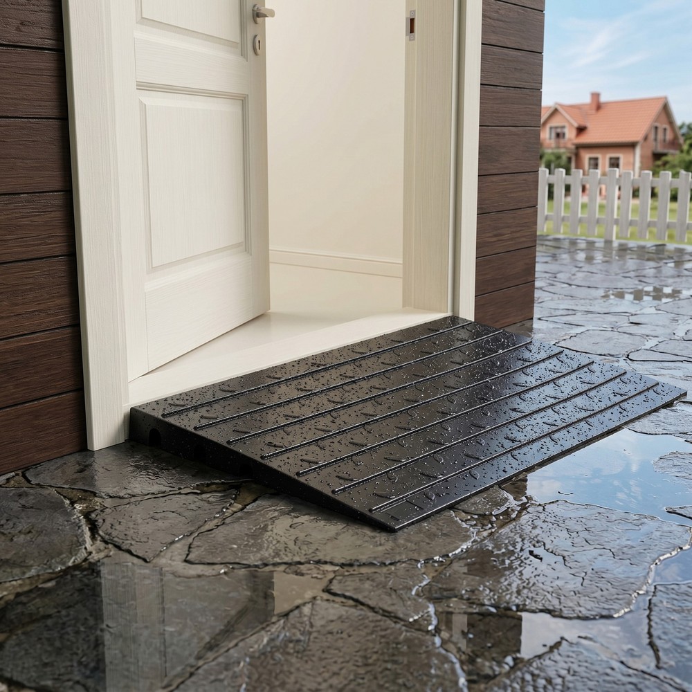 Weatherproof Rubber Threshold Ramp Cable Channels for Indoor & Outdoor Access