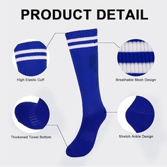 (3 Pairs) Compression Knee High Tube Athletic Socks Soccer Football Baseball