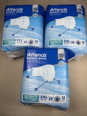 Attends Bariatric Briefs 2XL Ultimate Disposable 3 Packs = 36 in Total. NEW