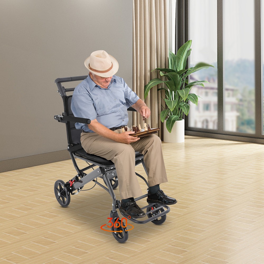 Transport Wheelchair Portable Foldable Traveling Fold Wheel Chair 100kg/220.46lb