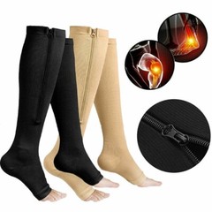 Compression Zip Up Socks Open-Toe Zipper Leg Support Unisex Socks Knee Stocking