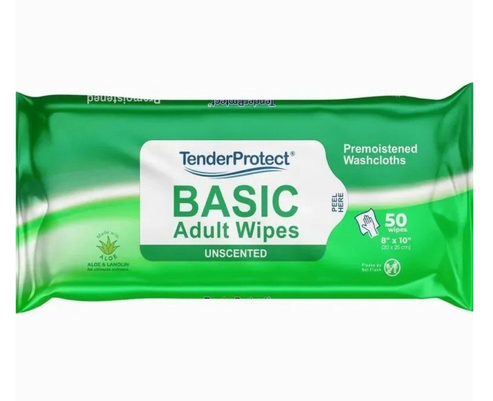 x2 Basic Adult Wipes, Large 8” x 10”, Super Soft Wash Cloths for Skin Cleansing