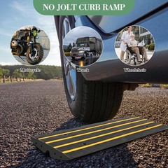 4PCS 2.4“ Rise Heavy Duty Rubber Driveway Curb Ramp Threshold Wheelchair Car