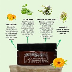 Calendula Cream 9oz Amber Jar Contains Comfrey, Oregon Grape, Aloe, Beeswax. …