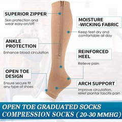 Alignment Socks Massage Open Toe 20-30mmHG Stocking Health Care Yoga Gym Foot