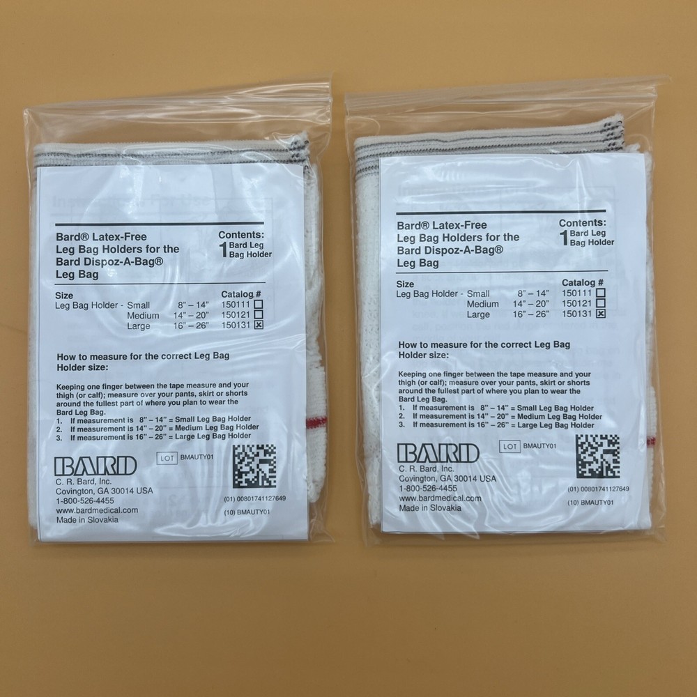 Bard Latex-free Leg Bag Holder #150131 Size Large 16″-26″ Lot of 2