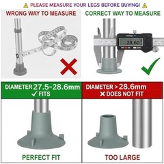 Shower Chair Replacement Feet 4-Pack: 28.6cm Non-Slip Suction 1-1/8” I.D Grey