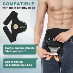 Ostomy Support Belt Black For Colostomy ileostomy bag Unisex- Size S M L XL 2XL